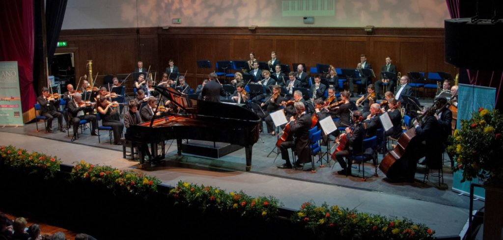 Orchestra playing on stage